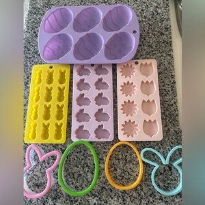 Assorted Silicone Easter Baking Molds and Cookie Cutters - Pastel Mix
